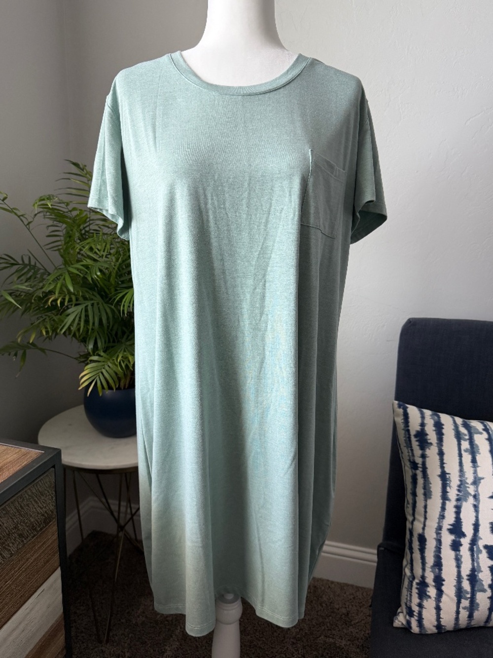 Womens Seafoam Green T-Shirt Dress - Freefly - Sz XL